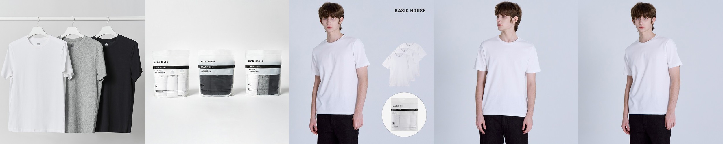 베이직 면 20수 3팩 반팔 티셔츠 무지티 라운드넥