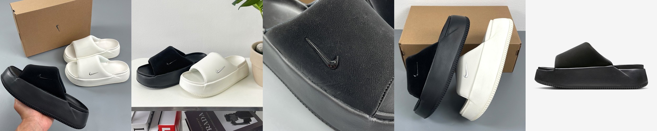 나이키 캄 엘리베이션 퍼 슬라이드 키높이 통굽 털 슬리퍼