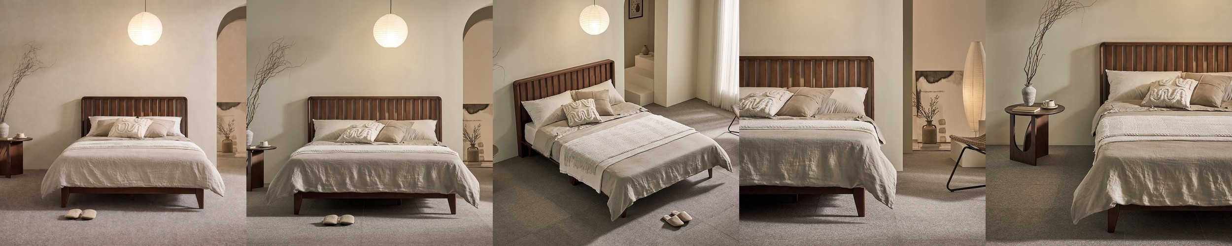 쏠앤까사 루나 고무나무 원목 평상형 침대프레임 슈퍼싱글