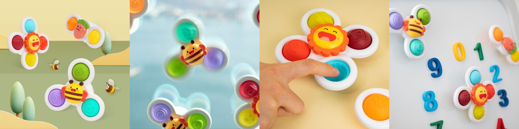 리틀클라우드 돌아기장난감 딸랑이 국민 신생아 목욕 스피너 회전 흡착딸랑이 3종 1세트