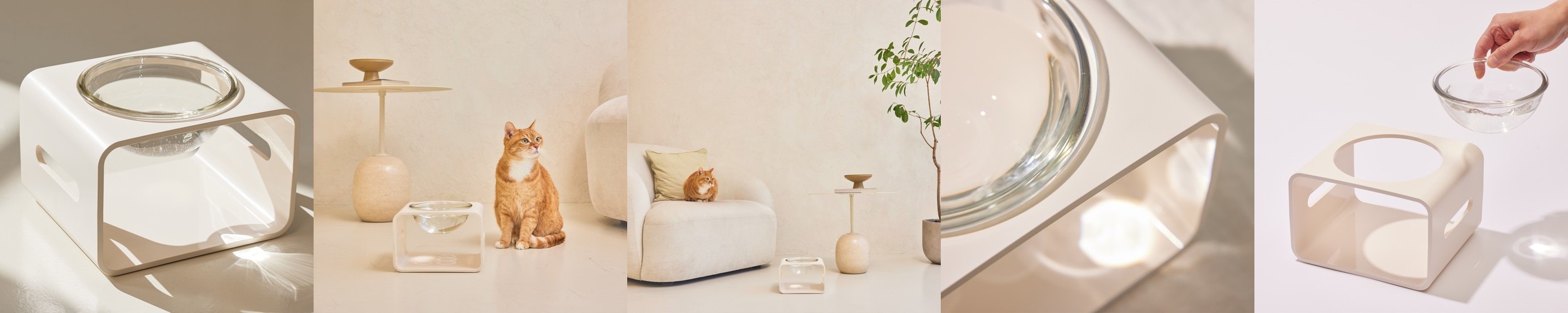 MAHC 강아지 고양이 밥그릇 물그릇 애견 식기 세트 슬림 펫 테이블 블랙 S 기본 유리볼