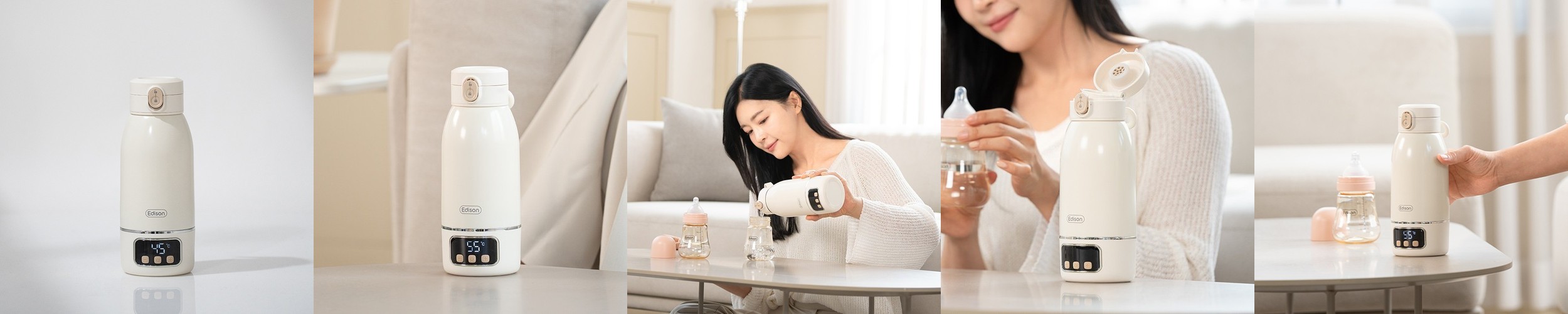 에디슨 휴대용 분유포트 무선 분유 가열 보온병 원터치 텀블러 500ml 여행용
