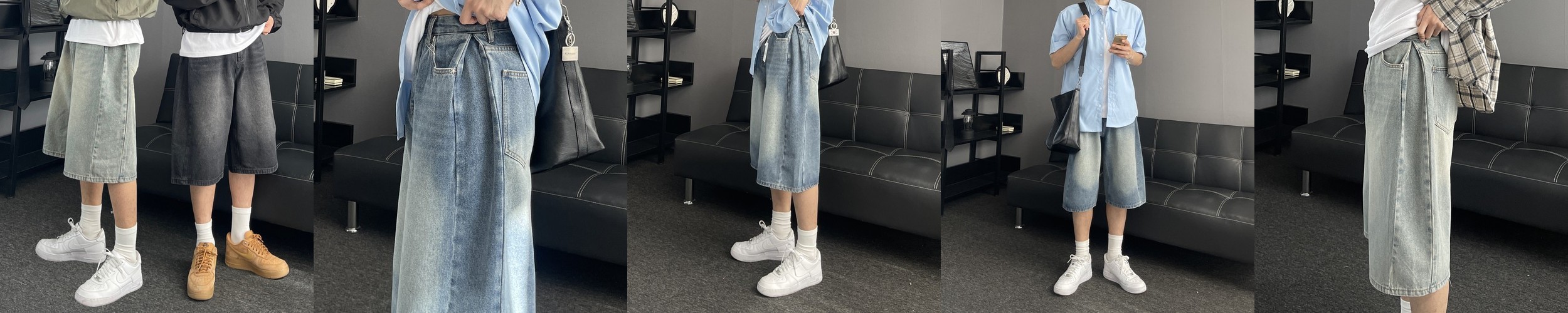 남자세미와이드청바지 남자밴딩청바지 세미와이드데님