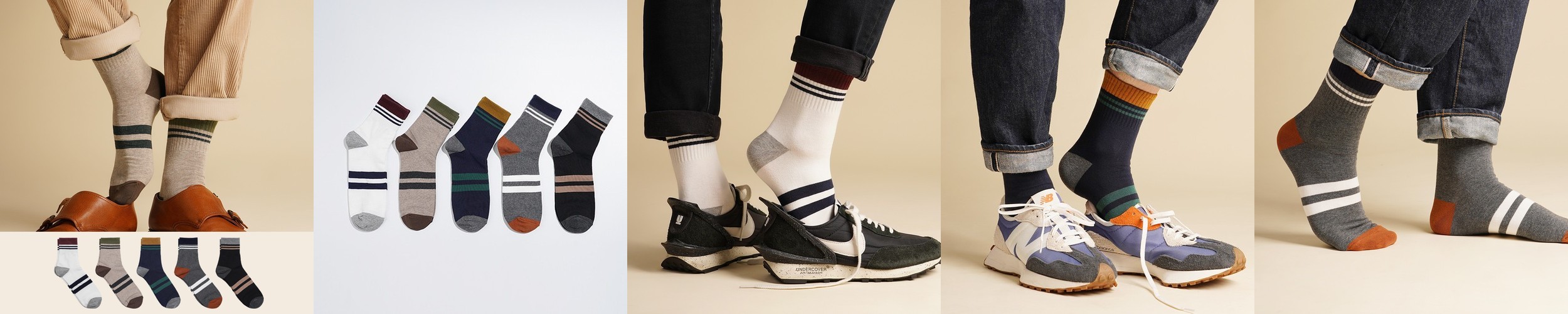 삭피엔스 남자 중목 패션 양말 더블 아가일 5color N배송