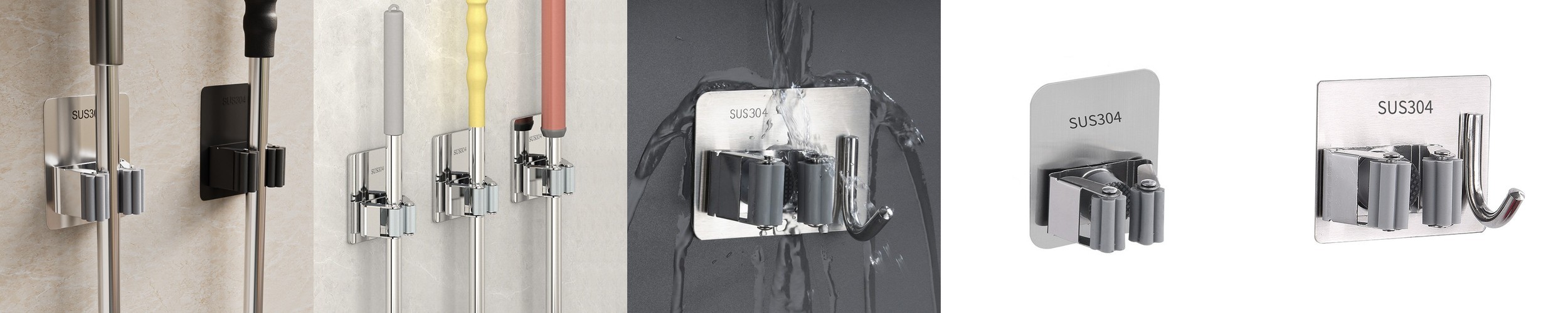 욕실 청소도구 걸이 세트 접착식 화장실 청소솔 무타공 7구