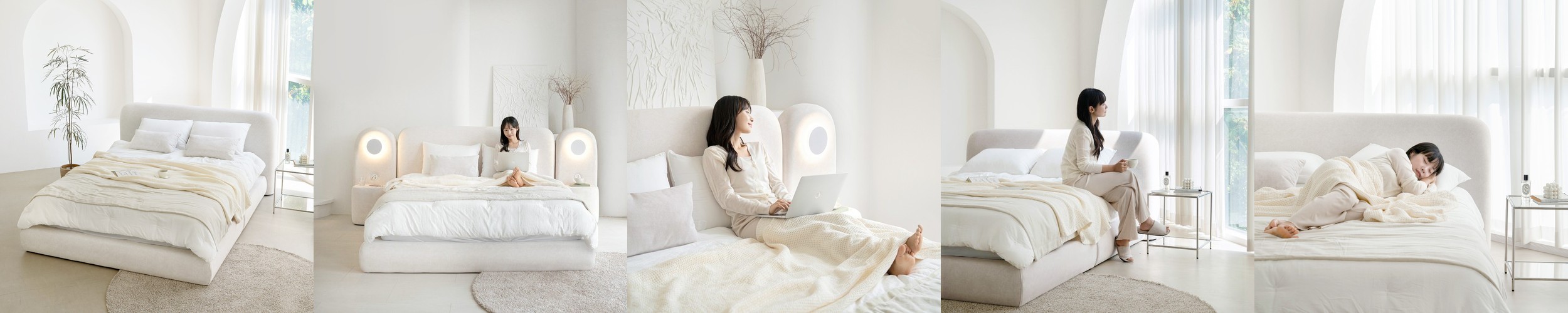 데일리리빙 드레스덴 조야 패브릭 평상형 호텔식 침대 프레임 일반헤드형 SS