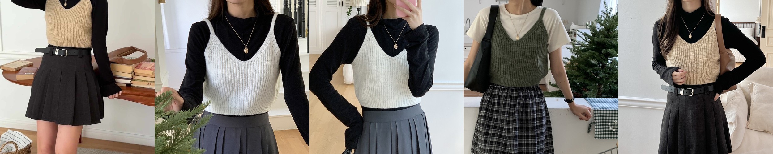 뷔스티에 니트 탑 뜨개 크롭 레이어드 조끼 비스티에