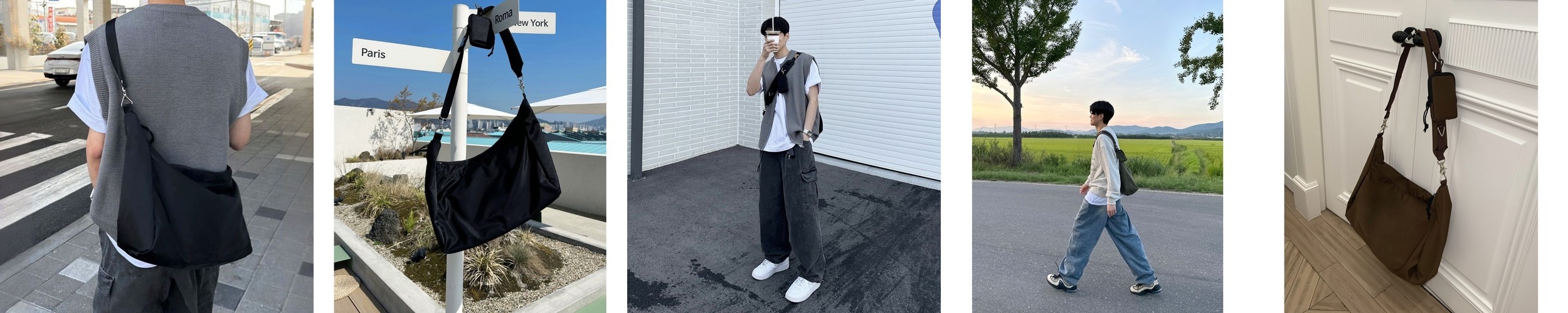 PEEPS 어보브 메신저백 유스메신저백 BLACK