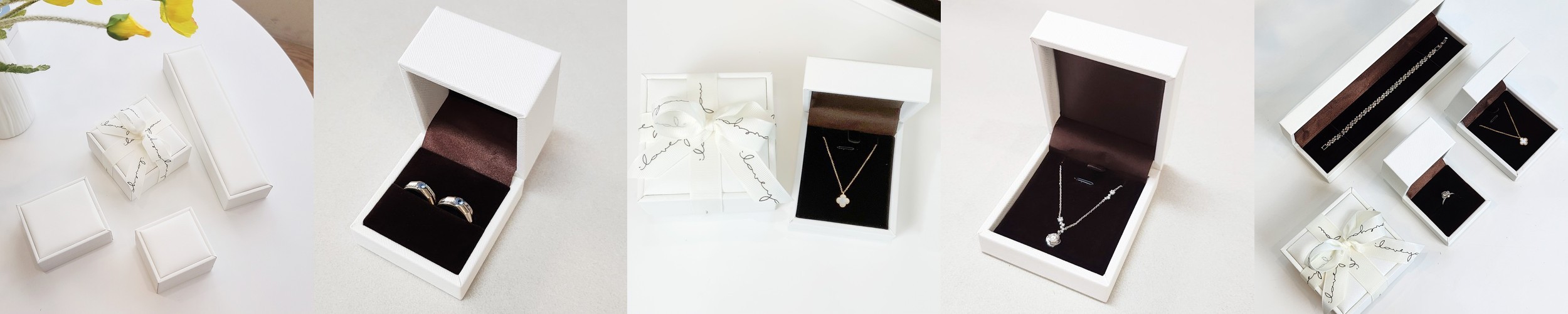 화이트 가죽 주얼리 하드케이스 반지 커플링 팔찌 목걸이 포장상자