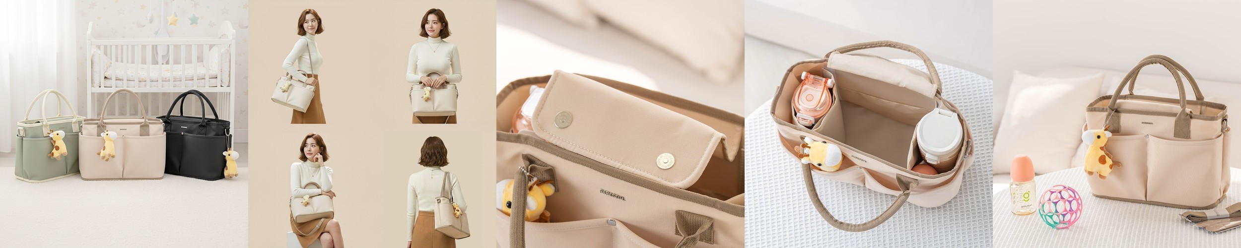 [아기이름각인] 엘리니아 가벼운 국민 기저귀가방 백팩 기저귀 백팩 아기 아이보리화이트