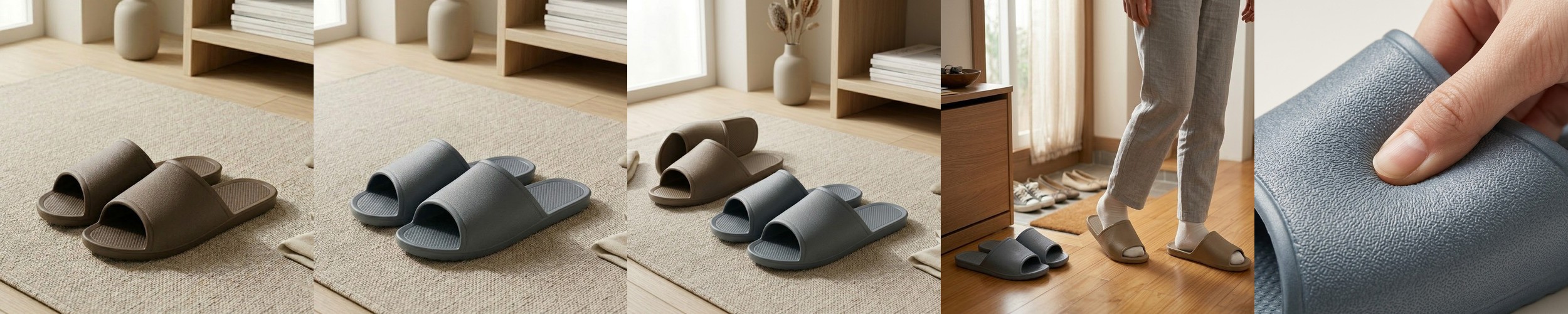 바나코 테리 룸슬리퍼 컬러 실내화 층간소음 방지 2켤레 세트