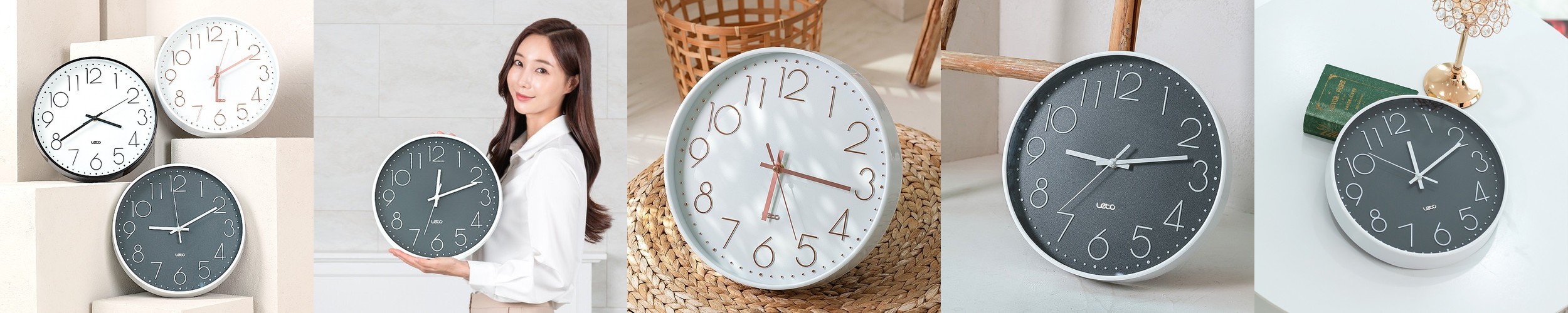 레토 완전 무소음 벽시계 플랫 거실 인테리어 벽걸이 시계 LPC-C08