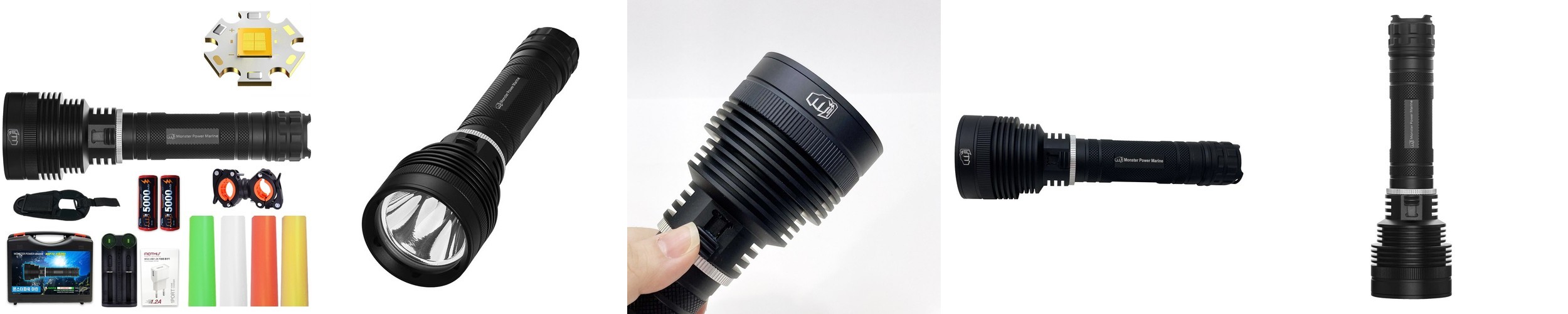 몬스터파워 XHP360 써치라이트 해루질 led손전등 충전식