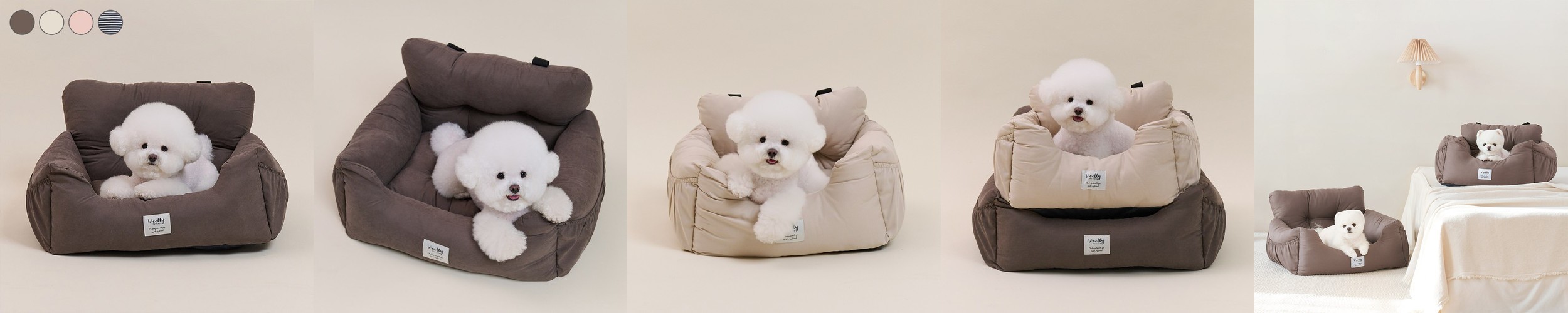 초코펫하우스 강아지 카시트 애견 차량용 소형 중형 대형 로얄 사각 카시트 베이지, 싱글