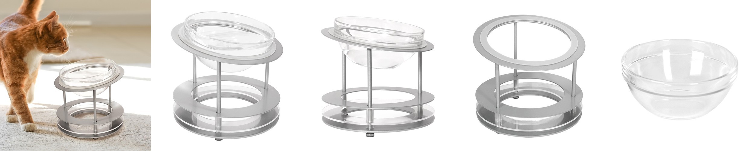 MAHC 강아지 고양이 밥그릇 물그릇 애견 식기 세트 슬림 펫 테이블 블랙 S 기본 유리볼