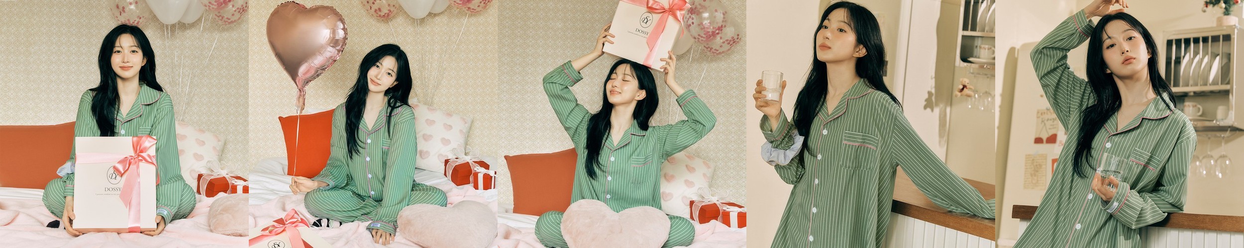 [도씨x해원 PICK][2PACK] 실크핏 웬즈데이 긴팔 카라 커플 잠옷 세트 홈웨어