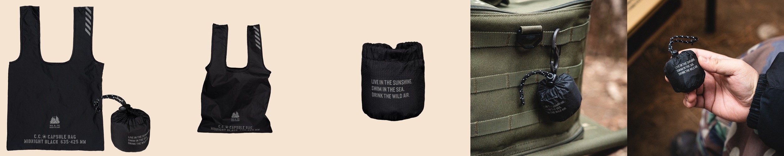 카고컨테이너 캡슐백 15L 초경량 접이식 장바구니 에코백 블랙