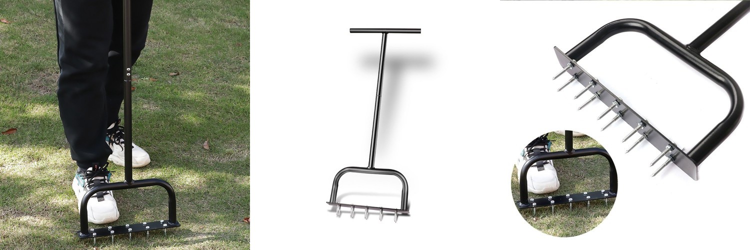 잔디 천공 펀칭 숨구멍 송곳 에어레이션 가든 텃밭 가꾸기 스파이크 흙 수동 관리 원예 도구 에어레이터 축구장 골프장 농장 천공기