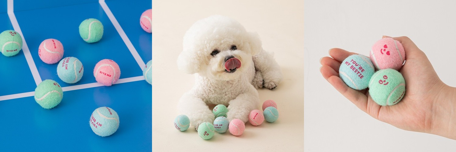 바잇미 뉴 미니 테니스공 강아지 장난감 3개입 (삑삑)