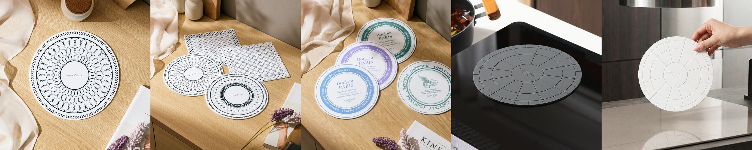 [네이버 단독구성] 하루의공간 레터링 인덕션 보호 실리콘 매트 3개 세트