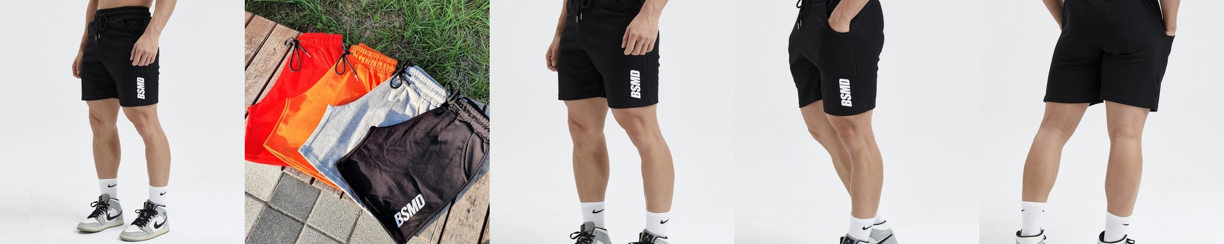 비스트모드 스크레치로고 헬스반바지 러닝쇼츠 짐웨어 그레이 BSMD