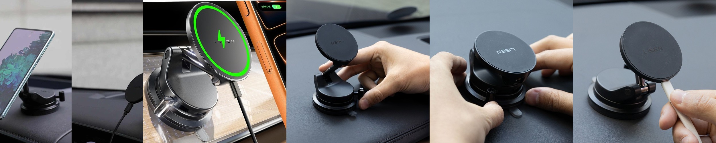 리센 맥세이프 무선 핸드폰 충전기 거치대 대쉬보드 스마트폰 흡착식 이지스냅 프로 15W