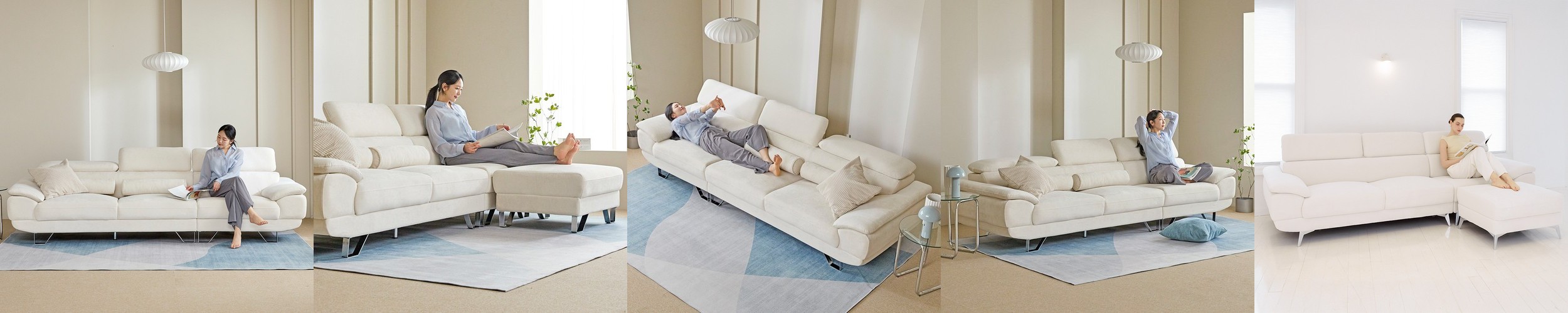 [BEST](쿠션선물)몬스터 아쿠아텍스 기능성 패브릭 이지클린 소파 스툴 Event+ㄷ자 다릿발, 아이보리, 4인용