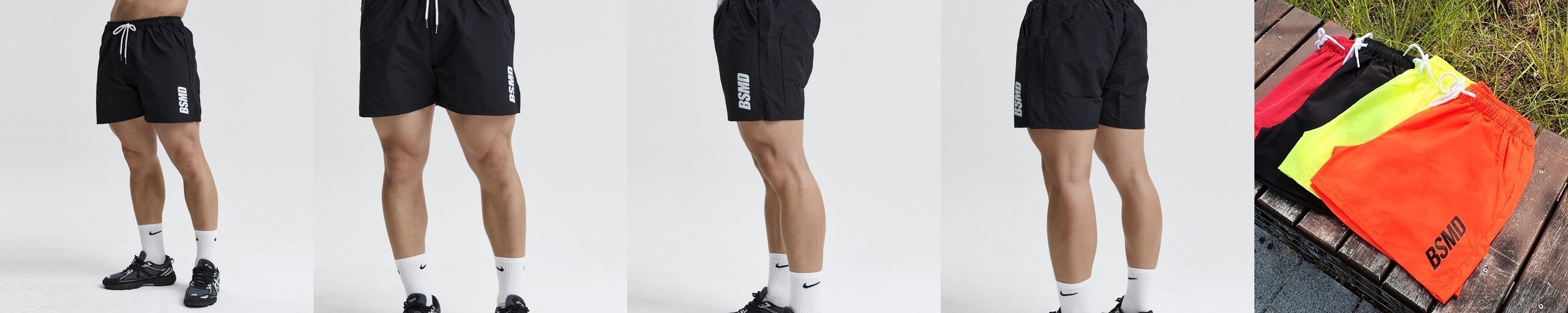 비스트모드 스크레치로고 헬스반바지 러닝쇼츠 짐웨어 그레이 BSMD