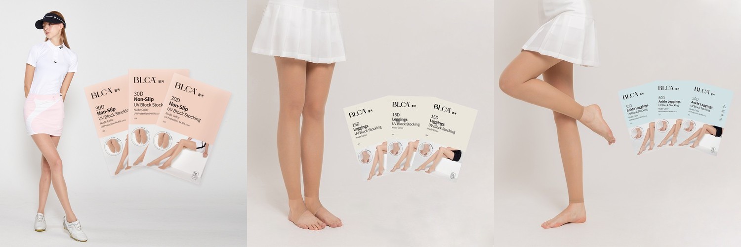 [3개 세트] 블카 30D 자외선차단 논슬립 골프스타킹 UV 여성 종아리 압박