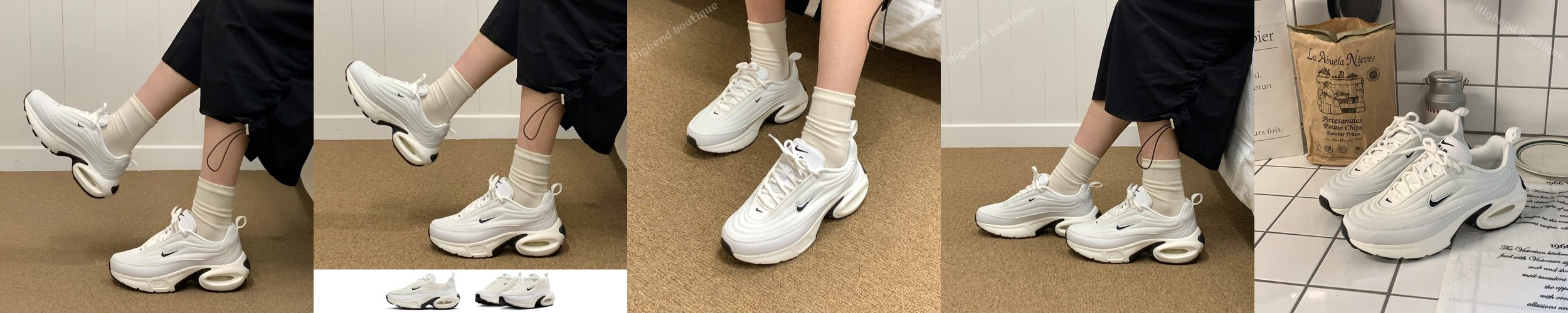 나이키 에어맥스 키높이 굽높은 어글리 여성 운동화 런닝화 화이트블랙, 235