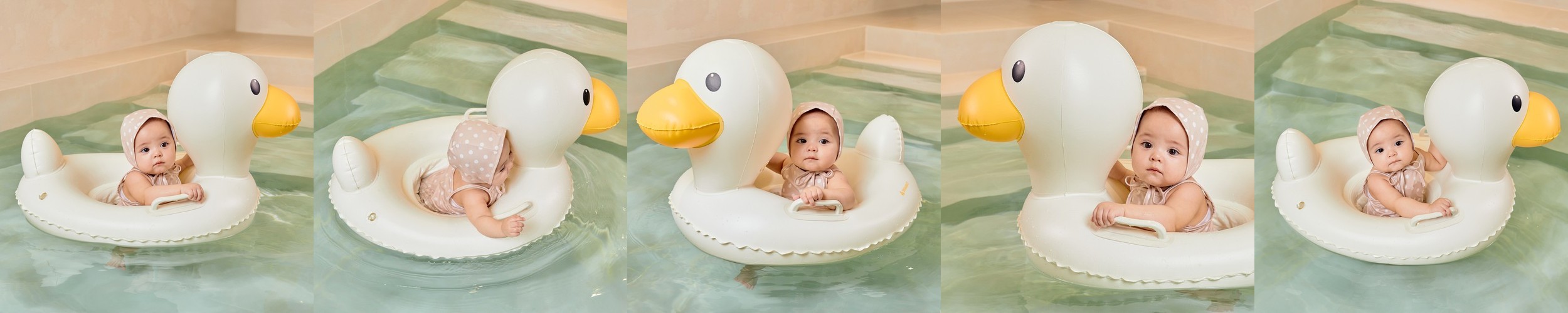 스윔어바웃 돌 아기 유아 그늘막 밍곰 콤보 보행기튜브 2인용 감성 물놀이 튜브