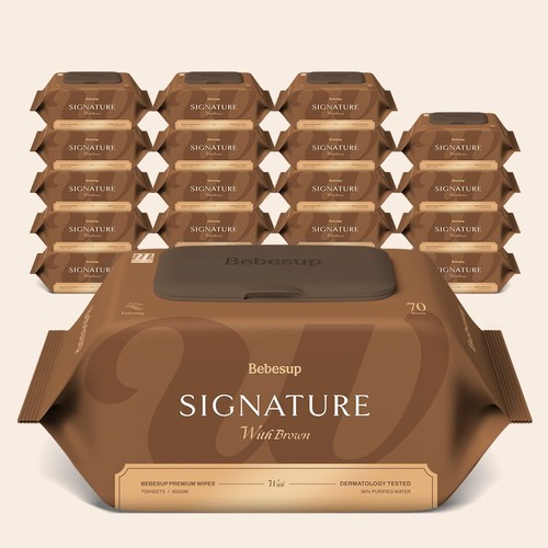 베베숲 시그니처 브라운 캡형 안전한 아기물티슈 70매, 20개