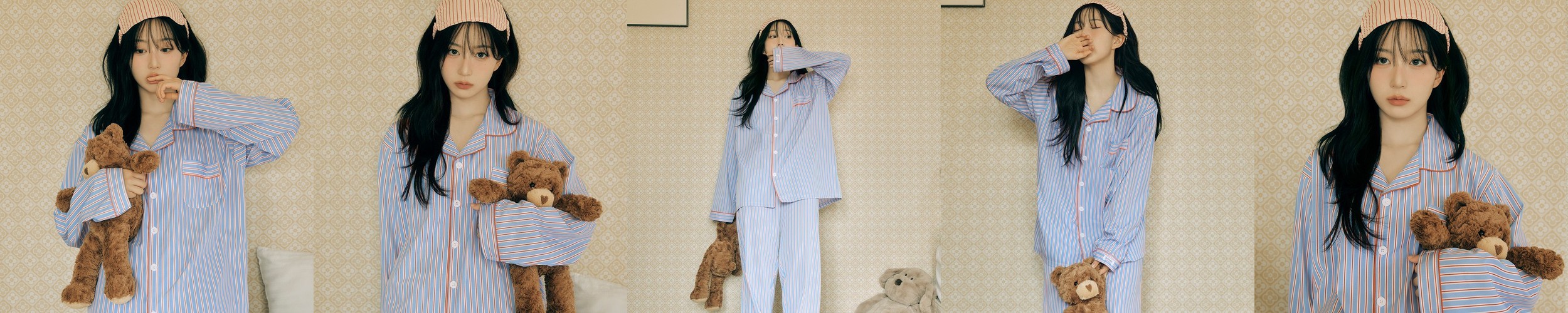 [도씨x해원 PICK][2PACK] 실크핏 시에르 긴팔 카라 커플 잠옷 세트 홈웨어