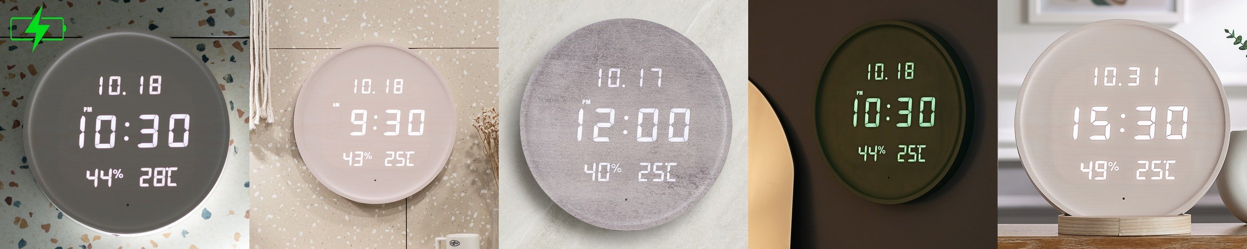 플라이토 무선 LED 방수 디지털 욕실 탁상시계 흡착식 화장실 붙이는 무소음 벽시계 베스룸