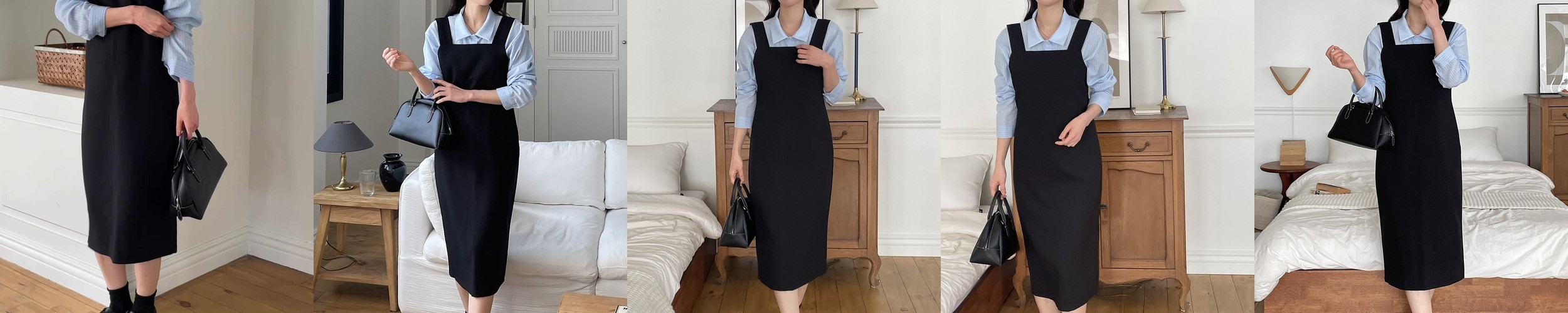 뷔스티에 원피스 스퀘어넥 롱 민소매 레이어드 가을 하객 원피스 여자 결혼식 하객룩