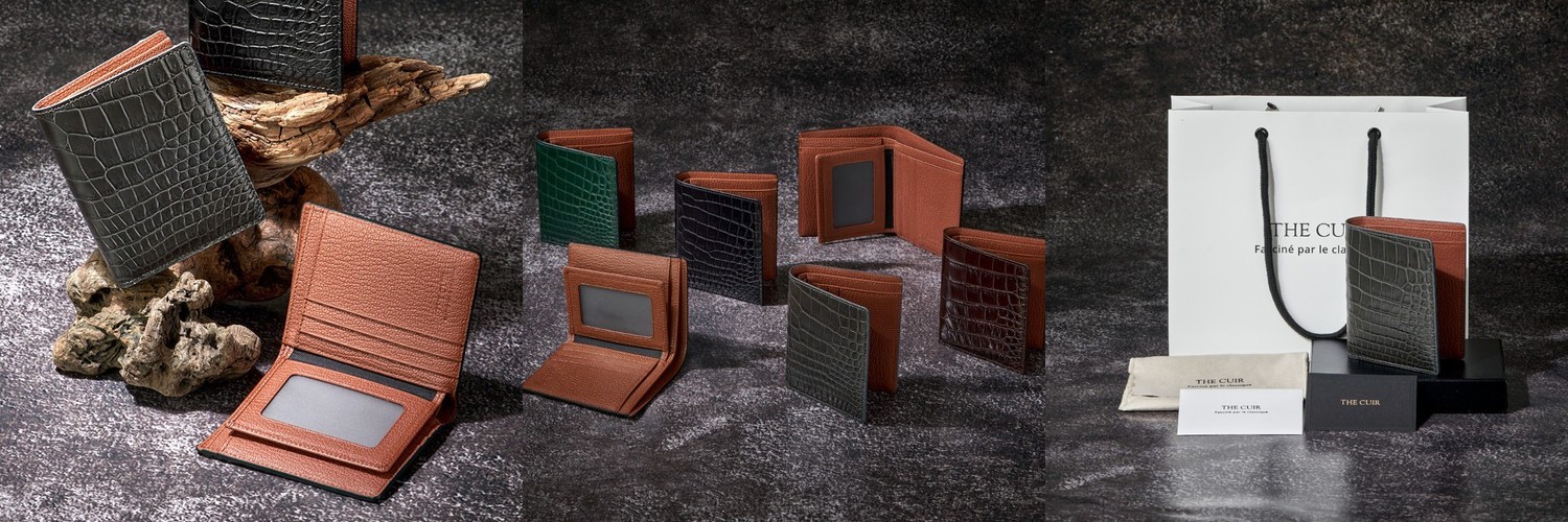 더퀴르 남자 명품 악어가죽 중지갑 손지갑 아빠 선물