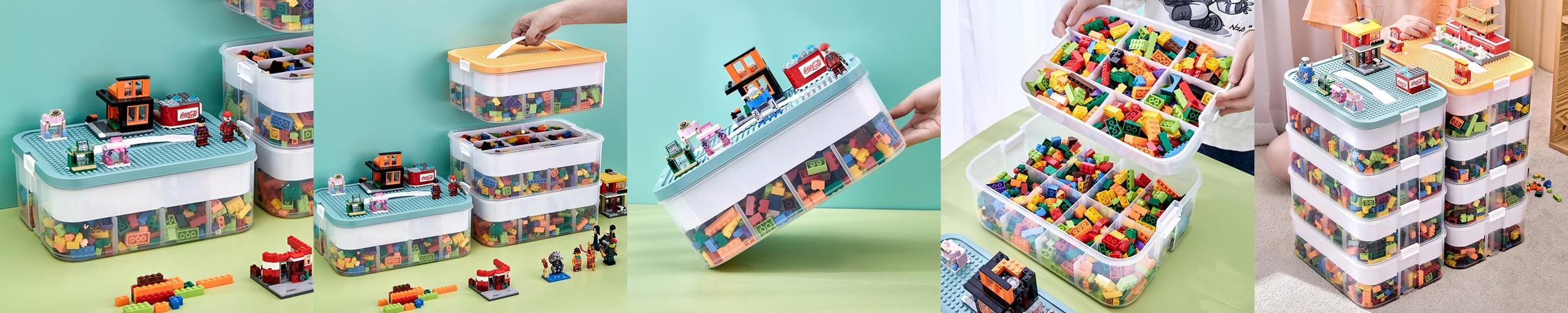 생각하는집 장난감 정리함 투명 보관함 아기 기저귀 높은형 손잡이 O 소