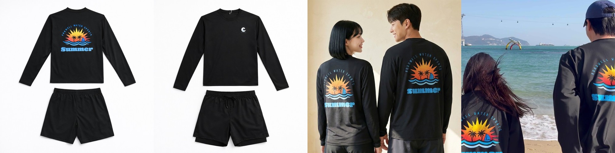 여성 남자 래쉬가드 세트 루즈핏 스트링 체형커버 커플 수영복 비치웨어 스윔웨어