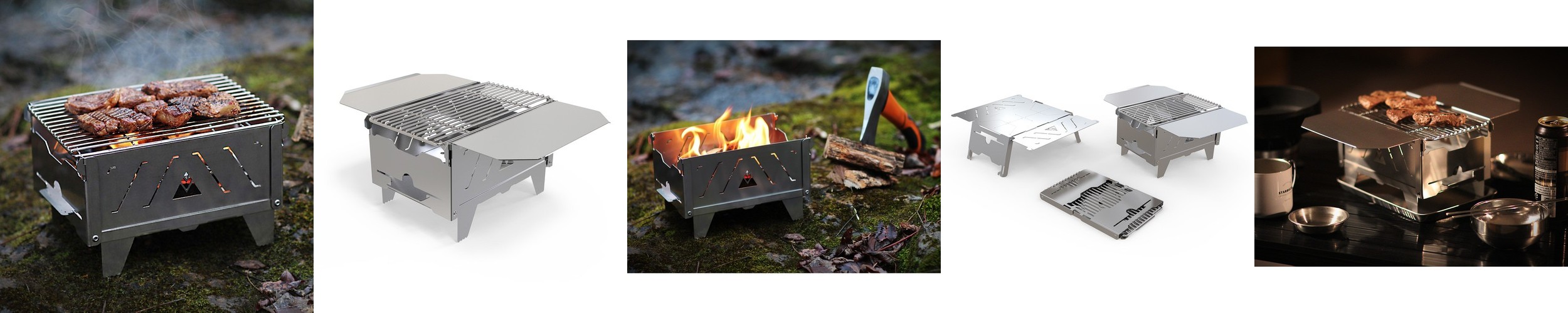 밥캠핑 밥구이 캠핑 미니화로 숯불 바베큐그릴 경량화로대 솔캠 불멍 개인화로