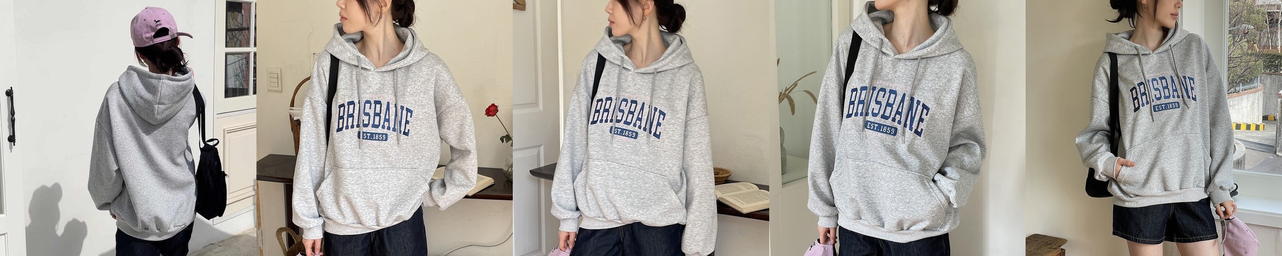 캐주얼 오버핏 브리즈 자수 레터링 티셔츠 여성 후드티 여자 맨투맨 박스티