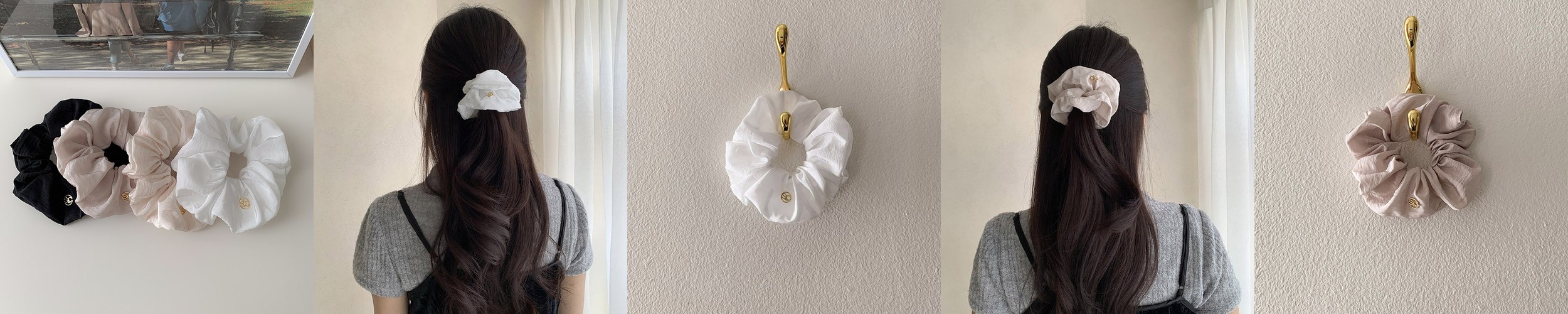 빅 풍성 새틴 스크런치 헤어 슈슈 곱창 밴드