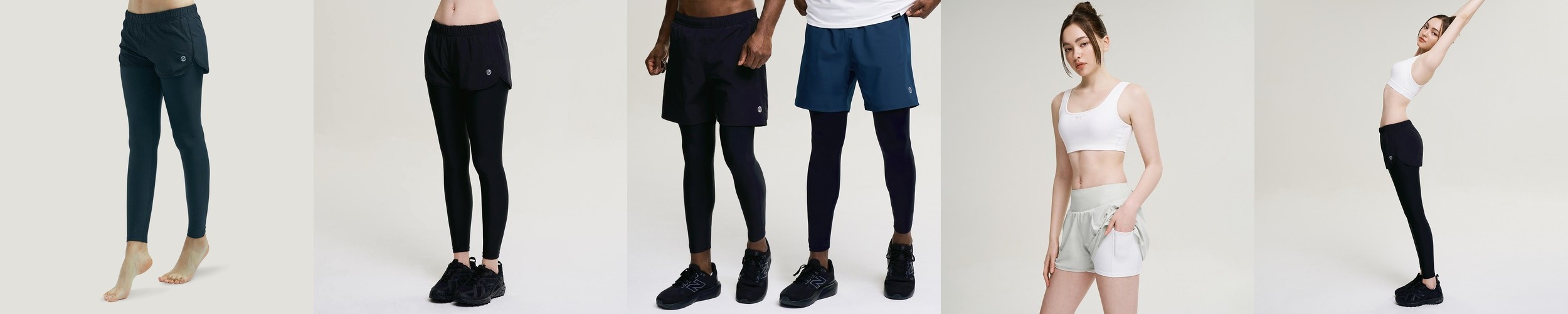 남여공용 2in1 9부 워터레깅스 수영복 반바지 러닝 팬츠 블랙