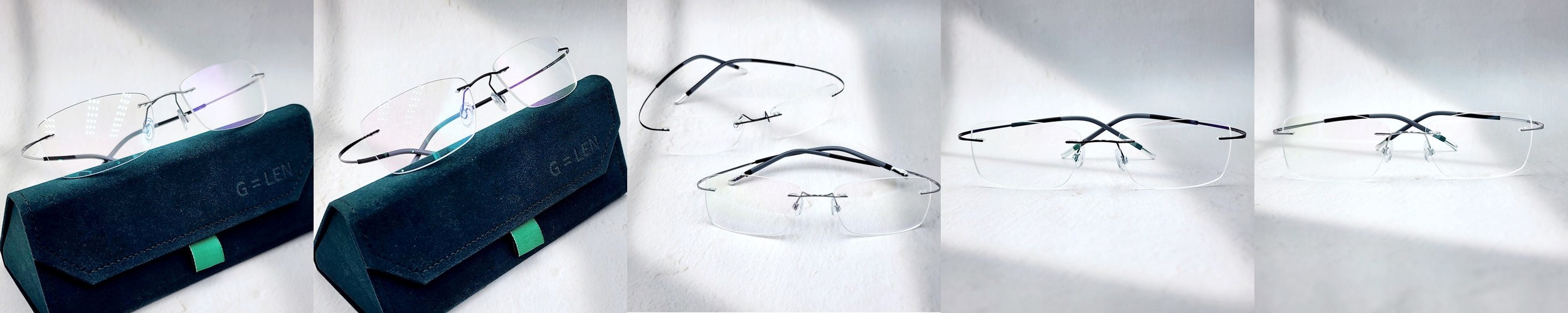 가벼운 초경량 사각 무테 반무테 티타늄안경테 금테 은테 안경 남자 여자 안경태 TGL52