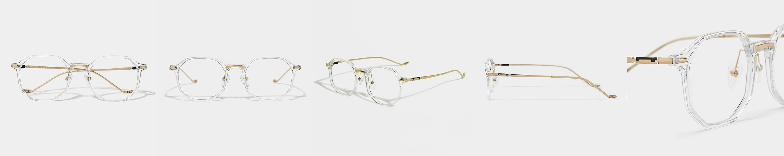 아키하루 1006 가벼운 다각형 투명 티타늄 뿔테안경 남자 여자 블루라이트차단 시력보호 안경