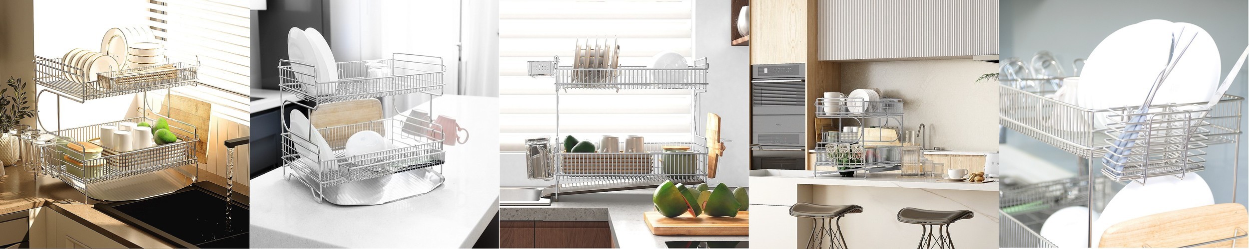 [N단독]스텐304 연마제없고 물이 잘 흐르는 두뼘 물빠짐 풀세트 식기건조대2단