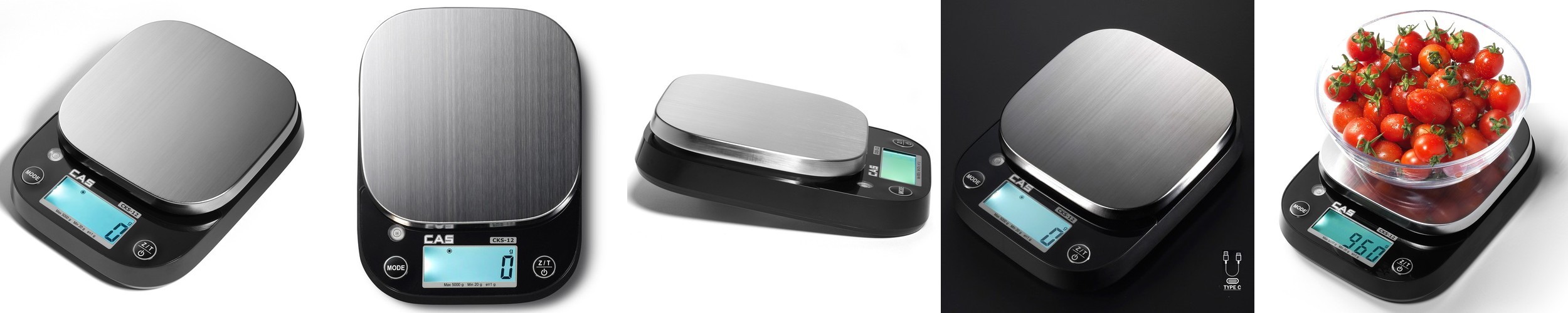 카스 CAS 5kg 충전식 디지털 주방저울 CKS-12 C타입 USB 충전 전자저울 상업용