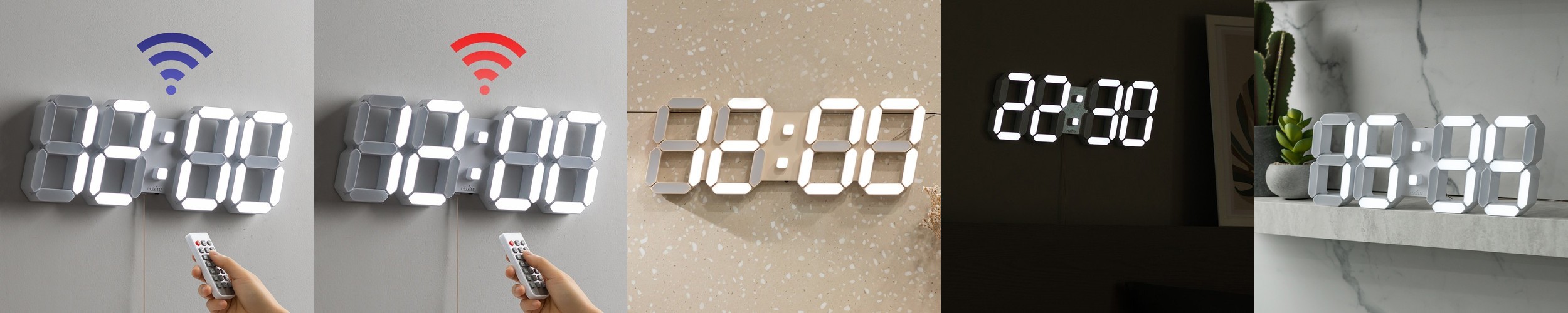 플라이토 와이파이 인테리어 LED 탁상시계 전자 디지털 알람 우드 온습도 무소음 헤이비