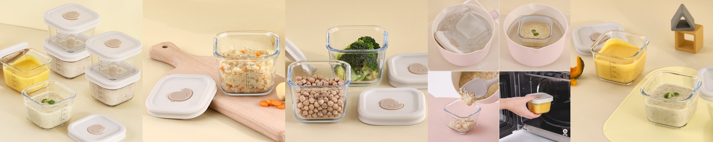 네오플램 꼬밀 내열유리 이유식 보관용기 6P세트 240ml