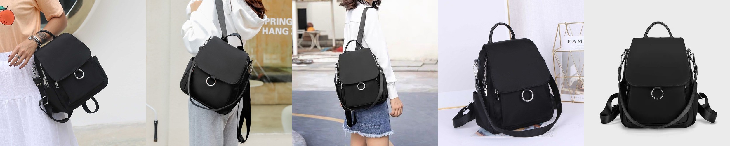 여성 나일론 반달 여행용 크로스백 가벼운 보부상 크로와상백 해외 여행 핸드폰 가방