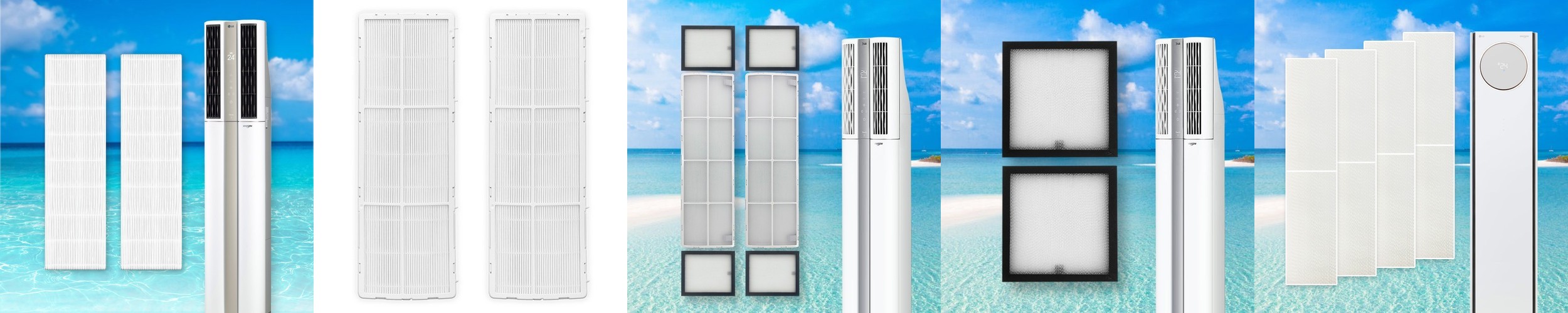 [호환] LG 엘지 휘센 듀얼 스마트 에어컨 필터 스탠드형 2in1 초미세필터 2EA 포유